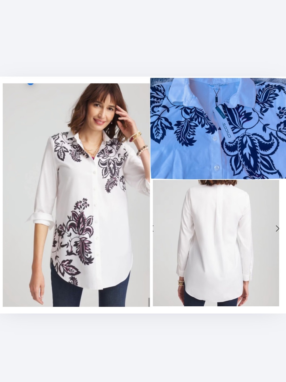 Chico’s No Iron Floral Stretch Tunic.